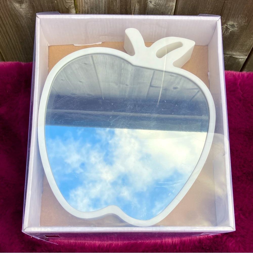 White Apple-Shaped Wall Mirror